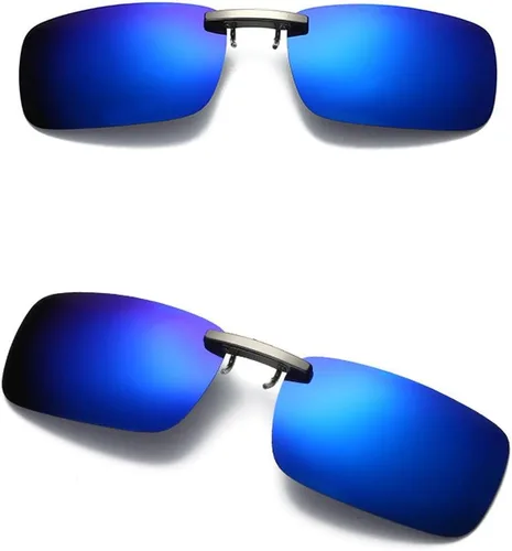Vista 2 de Lentes de sol polarizados de metal con clip de conducción de lentes de sol de moda (azul, talla única)