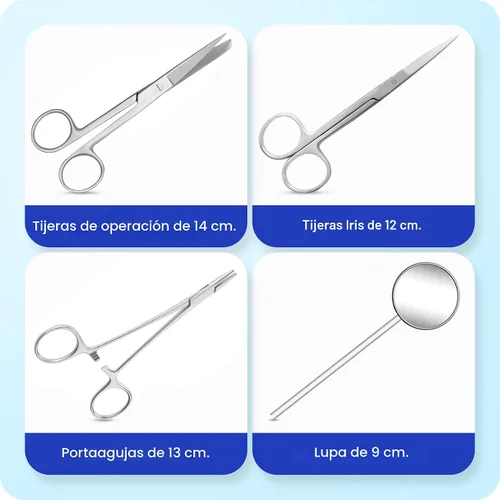 Vista 5 de Kit avanzado de disección para laboratorio de biología y anatomía con mango de bisturí de acero inoxidable para estudiantes de medicina