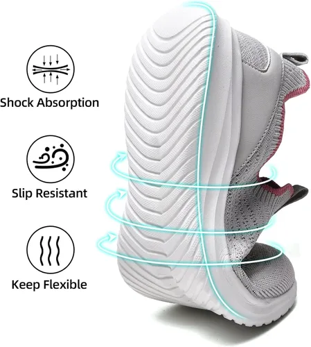 Vista 7 de TIOSEBON Tenis para caminar para mujer, de punto, cómodos, de malla transpirable, ligeros