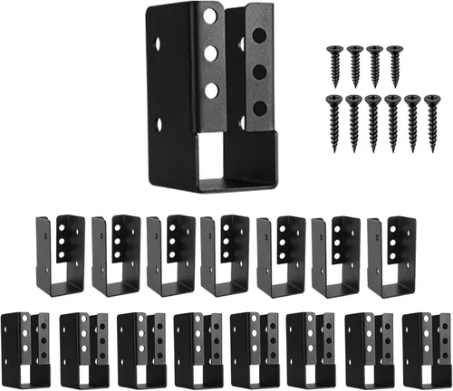 Vista 13 de Percha oculta para vigas, 8 piezas, soporte de vigas de 2 x 4 pulgadas, soporte de marco, soportes de barandilla, Q235B percha de vigas