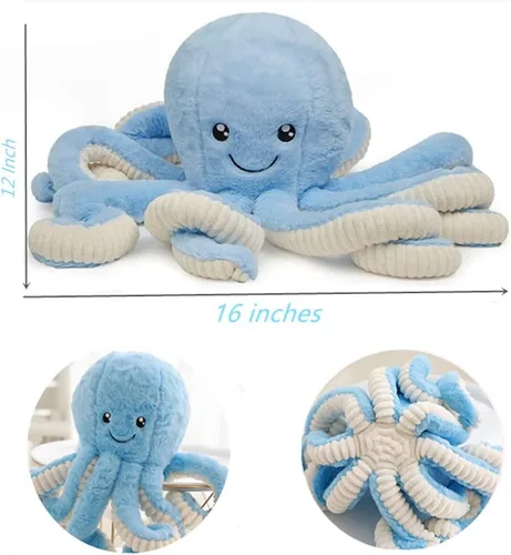 Vista 2 de JOSON - Juguetes de pulpo de peluche lindos, animales de peluche suaves en forma de pulpo, regalo de cumpleaños para niñas, niños y adultos