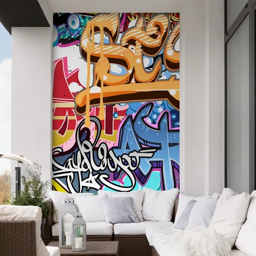 Vista 82 de SIGNFORD - Papel tapiz de colorido diseño de graffiti, removible para dormitorio o sala de estar, 66 x 96 pulgadas Graffiti1-2001-y09