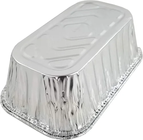 Vista 8 de Handi-Foil 1 libra de papel de aluminio mini-pan/molde para hornear pan con tapa transparente de cúpula baja (paquete de 25)