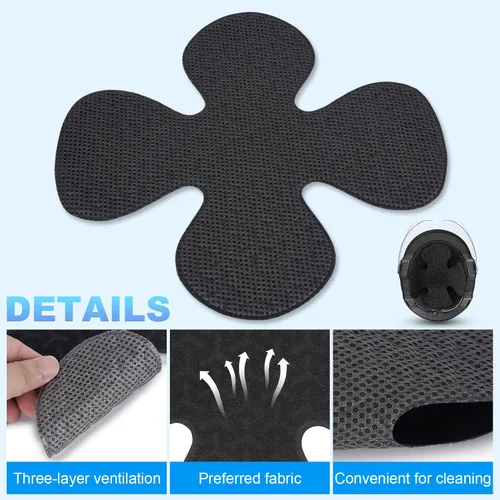 Vista 3 de Forro para casco de motocicleta, relleno de casco de motocicleta, relleno de casco con gancho y bucle, almohadilla de forro reutilizable lavable