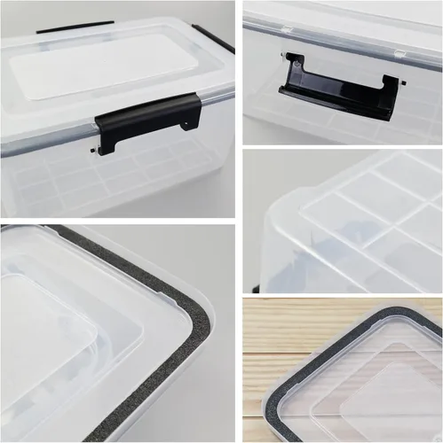 Vista 3 de Morcte Paquete de 6 cajas de almacenamiento transparentes con tapa de sellado de junta, caja de juntas de plástico de 12 cuartos de galón con cierre