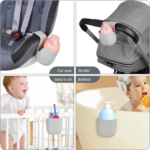 Vista 6 de Portavasos universal para asientos de coche, cochecitos de bebé, sillas de ruedas y más - Gris (1)