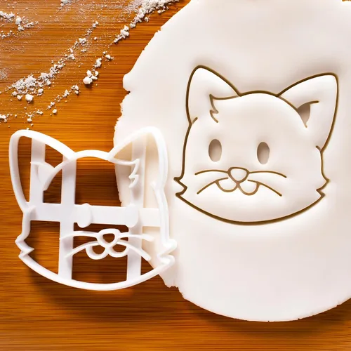 Vista 2 de Cortador de galletas Cat Face, 1 pieza - Bakerlogy Blanco
