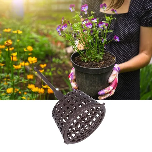 Vista 5 de Cestas de malla para fertilizantes, cesta de fertilizante de jardín de plástico, tazas de nutrición para plantación de amplia apertura, con tapa