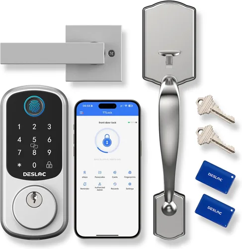 Vista 14 de DESLOC Cerradura de puerta inteligente de huella dactilar B200, cerrojo de Negro