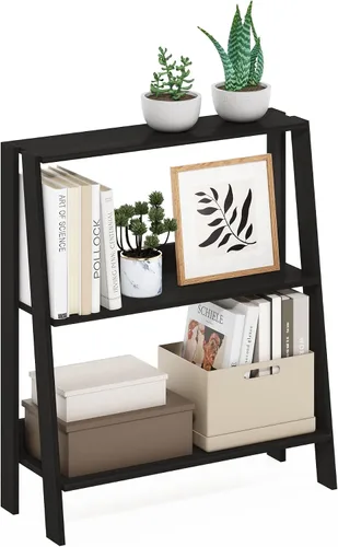 Vista 11 de Furinno Estantería para libros de 4 niveles, estante de escalera de marco abierto, pino ámbar Estantería de almacenamiento de pie de 10.9 x 23.6 x