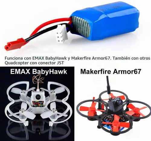 Vista 5 de Batería LiPo de 400mAh 2S 7.4V 30C con JST Plug para Micro FPV Racing Drone
