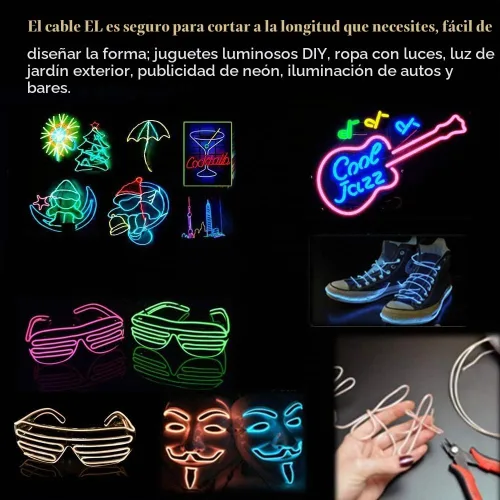 Vista 6 de MaxLax Cable EL, luces de neón portátiles, cable EL 5 en 3.3 ft, alambre electroluminiscente para decoración de Halloween, fiesta de Navidad Ten