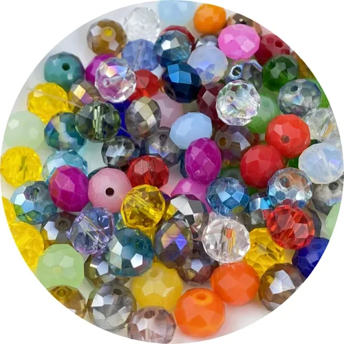 Vista 11 de 500 piezas de cuentas de cristal de vidrio facetado de 4 mm con agujero para pulseras, collares, aretes, joyería DIY, manualidades (Serie Negra)
