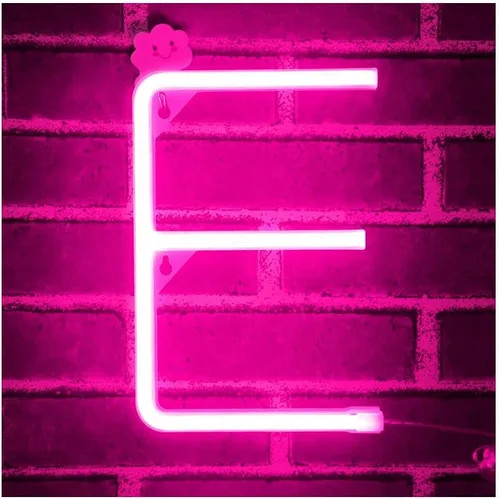 Vista 8 de Letrero de neón, letras de neón, letras del alfabeto de neón iluminadas, letras con luces LED, letras de marquesina iluminadas, batería, USB, rosa