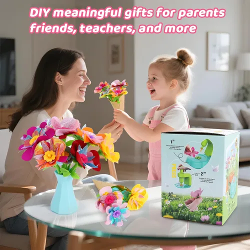 Vista 12 de DAISRED Kits de manualidades de flores, juguetes para niños, artes y manualidades para niñas de 4 a 6 a 8 años, kit de fabricación de flores