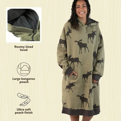 Vista 102 de Lazy One Sudadera con capucha de gran tamaño, ropa de dormir cómoda, vestido de suéter para mujer