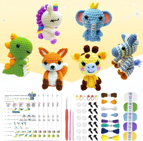 Vista 8 de OLHKYN Kit de Ganchillo de 6 Piezas para Principiantes, Manualidades DIY 2025 para Adultos y Niños, Gran Regalo para Amantes del Ganchillo, Kits