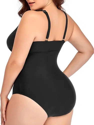 Vista 2 de Daci - Traje de baño sexy para mujer de una sola pieza talla extra grande con cuello en V sin espalda
