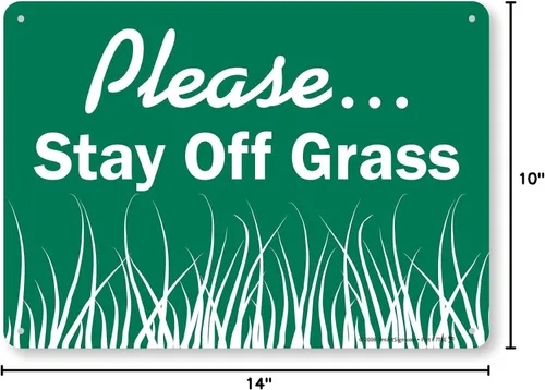 Vista 2 de SmartSign Letrero con texto en inglés "Please Stay Off Grass" Plástico de 10 x 14 pulgadas