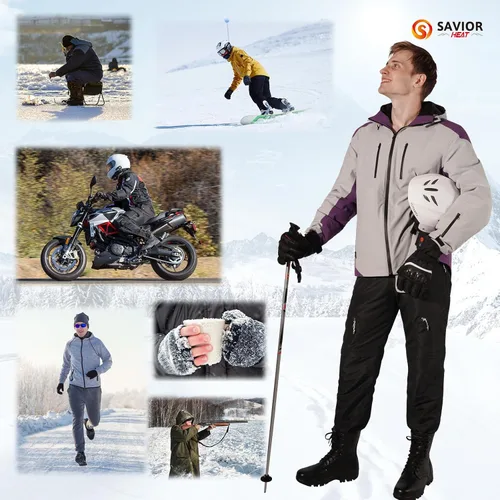 Vista 6 de SAVIOR HEAT Guantes térmicos para hombres y mujeres, guantes eléctricos recargables, guantes de esquí con calefacción y guantes de snowboard