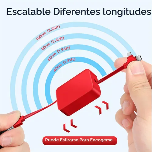 Vista 4 de 6 unids 3 en 1 retráctil multi cable de carga rápida a granel con soporte para teléfono USB C/Micro USB/L, fácil de usar y portátil, compatible