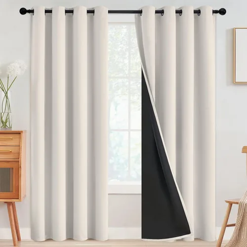 Vista 117 de SimpleHome - Cortinas opacas 100% para recámara, cortinas de ventana con ojales beige, con aislamiento térmico, cortinas de oscurecimiento