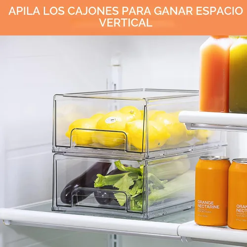 Vista 7 de Sorbus - Cajones de almacenamiento transparentes medianos (2 unidades) – Cajones organizadores apilables para refrigerador, despensa, cocina