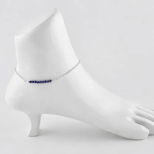 Vista 101 de YANARA Pulsera de tobillo para mujer, piedra de nacimiento natural, cuentas de piedras preciosas, tobillera delicada hecha a mano de 9 pulgadas +