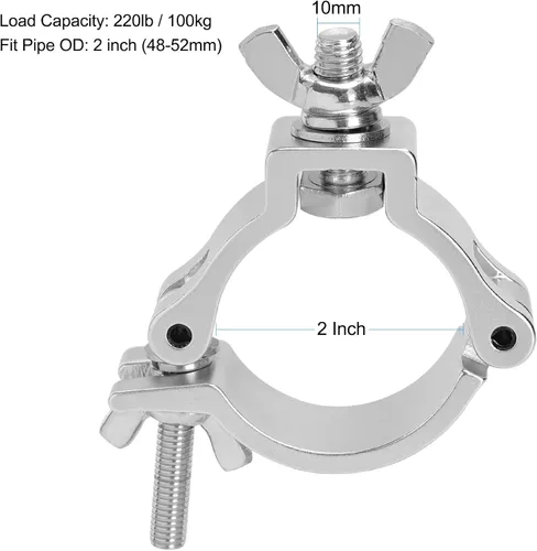 Vista 3 de Abrazadera TUV, 10 abrazaderas de aluminio de alta calidad de 2 pulgadas para luces de escenario, abrazaderas O de luz LED PAR, cabeza móvil, ajuste