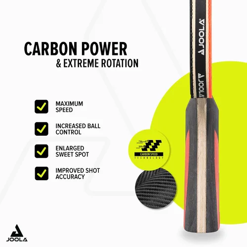 Vista 3 de JOOLA Infinity Carbon Professional Table Tennis Paddle with Cover – Ergonomic Comfort Grip - ITTF Approved Rubbers - Competition Paddle for Powerful