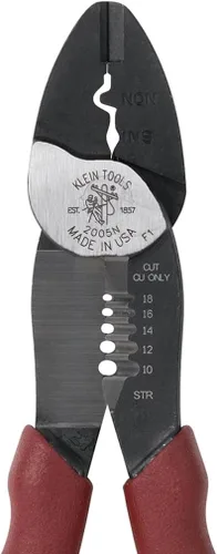 Vista 10 de Klein Tools 2005N - Cortador de alambre, fabricado en EE. UU., pelacables, herramienta de enganche, pela alambre trenzado de 10-18 AWG, engancha