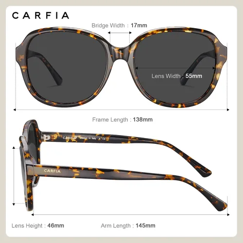 Vista 3 de Carfia Chic Fashion Sunglasses for Women Polarized Hand-crafted Acetate Eyewear - Exquisite Packaging