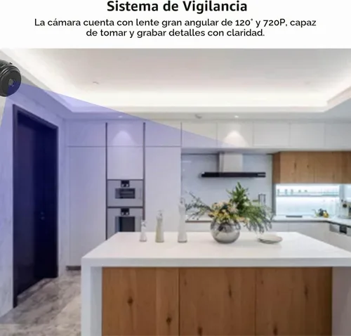 Vista 4 de ASHATA Cámara de seguridad inteligente, mini cámara de video de vigilancia 720P para el hogar, pantalla en tiempo real, detección de movimiento