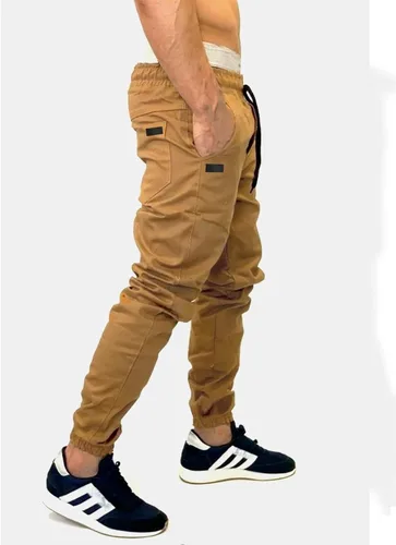 Vista 2 de Pantalones de jogging para hombre, pantalones deportivos de senderismo, pantalones deportivos casuales con cordón para fitness, A-caqui