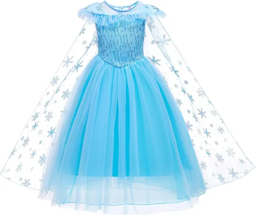 Vista 2 de Princess Costumes Birthday Party Dress Up for Little Girls with WigCrownMaceGloves Accessories 3-10 Years