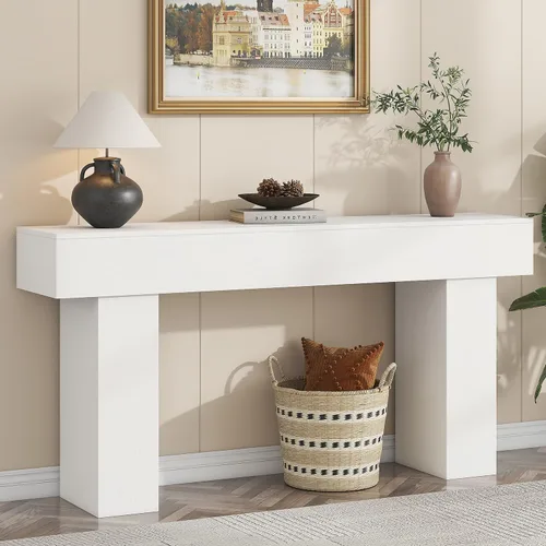 Vista 10 de knoworld - Mesa de consola de 63 pulgadas de largo para entrada, mesa de sofá rectangular de madera estilo granja detrás del sofá, mesa estrecha