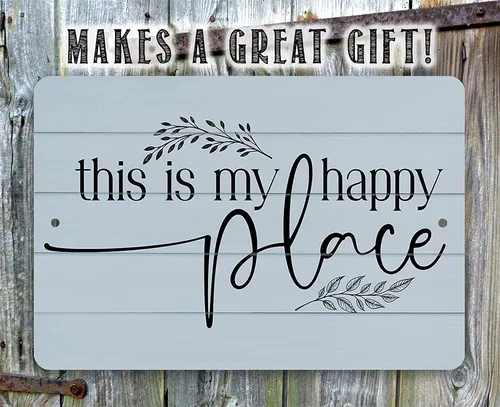 Vista 3 de This is My Happy Place - Great Home and Farmhouse Display, Inspiring Family Wall Art, Entryway Porch House Decor, Minimalist Housewarming Gift, 8x12