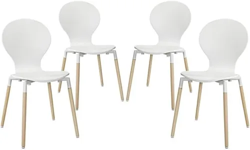 Vista 9 de Modway Path Mid-Century Modern - Dos sillas de cocina y comedor en color blanco