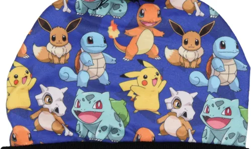 Vista 4 de Bioworld Pokemon - Gorro sublimado Pikachu Eevee Charmander Squirtle Bulbasaur puño Pom Beanie Hat Multicolor, Multi colorido