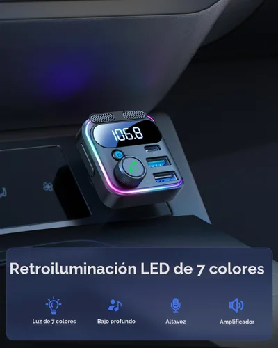 Vista 8 de JOYROOM 81W Bluetooth 6.0 Adaptador de coche Transmisor de radio FM inalámbrico [PD45W & QC36W] Fast Charge, Dual Mics for Clear Call, HiFi Deep