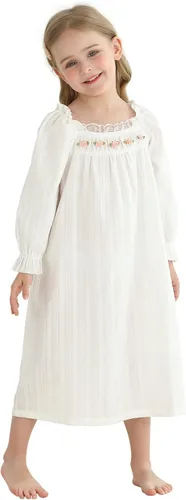 Vista 11 de BANGSAUR Vestidos vintage para niñas, camisas de dormir de princesa de algodón, para niños de 3 a 12 años