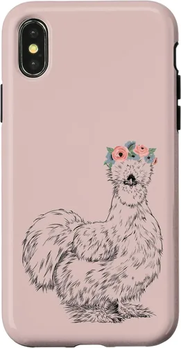 Vista 5 de Silkie Chicken with Floral Headband Farm Animal Funda para iPhone 17