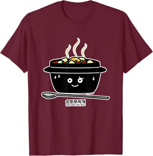 Vista 12 de Sopa coreana de guiso de tofu suave picante Sundubu jjigae huevo caliente, gris, S Negro