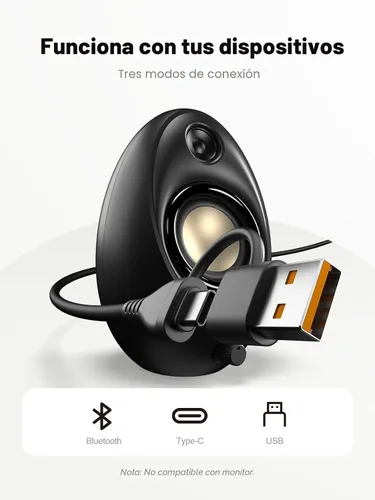 Vista 4 de Altavoces de computadora Bluedee para PC de escritorio, altavoces de escritorio Bluetooth 5.4 con 2 unidades de altavoz, altavoz USB de luz RGB