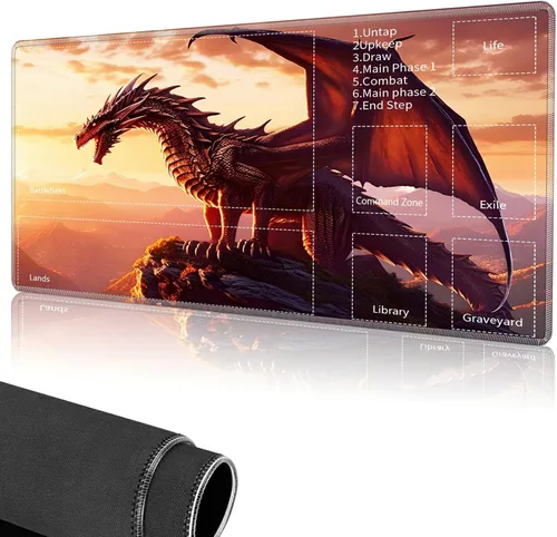 Vista 18 de Tapete de juego para MTG, tapete de juego de cartas cosido con zona mágica para juegos de cartas MTG, (17.4 x 13.8 pulgadas), tapete de juego