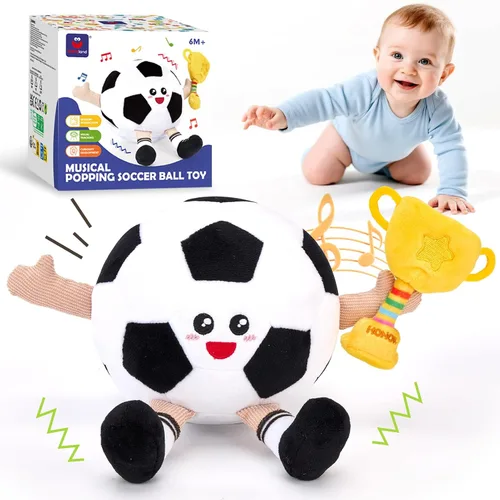 Vista 10 de hahaland Juguete de bebé para 6 + 12 18 meses – Crawling Musical Dancing Bouncing Learning Bee Plush, juguete interactivo para el tiempo boca abajo