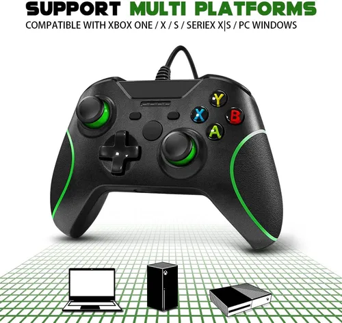 Vista 2 de SAMINRA - Repuesto para Xbox One con cable controlador USB negro para Xbox OneSXPC Windows 10 con conector de audio de 0138in