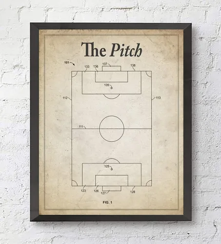 Vista 5 de Impresiones artísticas de patentes de fútbol de fútbol vintage con eslóganes, juego de 4, sin marco, pelota de fútbol, taco, portería, arte
