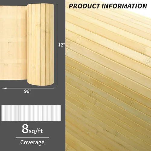 Vista 4 de Art3d - Panel de bambú natural para decoración de pared interior, panel de revestimiento de poste, techo, muebles, gabinete, oficina, 12 x 96
