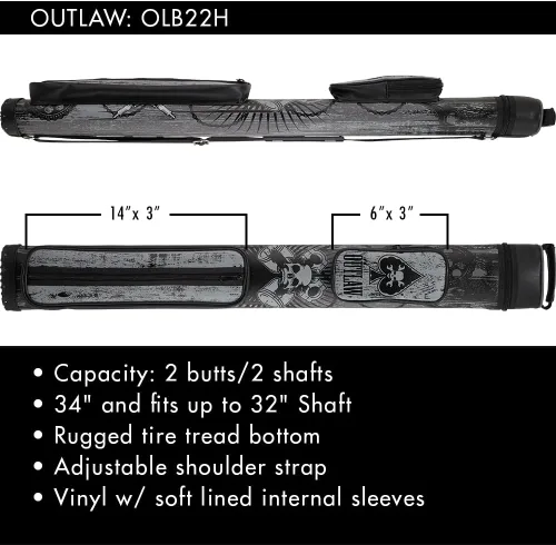 Vista 3 de OUTLAW Estuche rígido para taco de piscina OLB22H 2x2